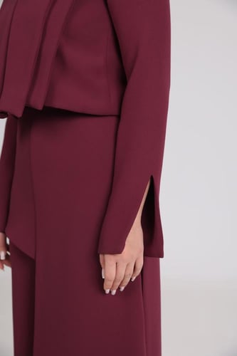 Burgundy Leg-Wide PANT SET