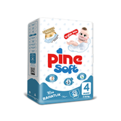 حفاضات أطفال باين رقم 4 ماكسي 7-14 كجم (26 قطعة) -...