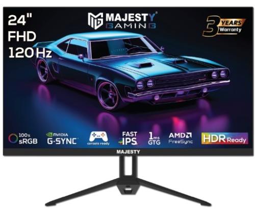شاشة ألعاب Majesty FHD مقاس 24 بوصة، 120 هرتز، مكب...