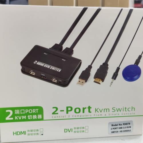 صندوق تبديل KVM بمنفذ USB HDMI 2 لمشاركة شاشة الكم...