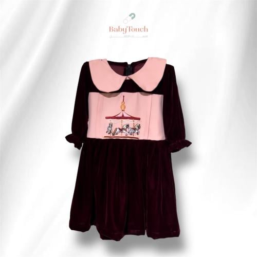 فستان مخمل عنابي