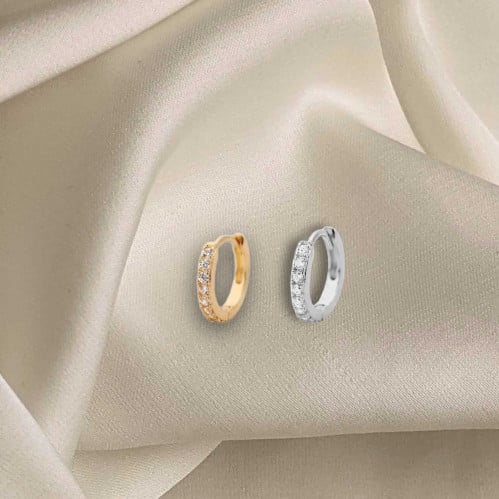 (قطعة) Mini crystal hoops