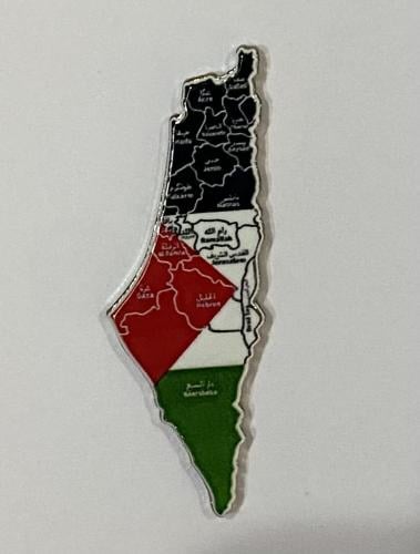 ستيكر معدني خريطة فلسطين مع مدنها