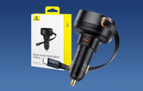 شاحن سيارة Enjoyment Pro مع كيبل تايب سي - بيسوس -...