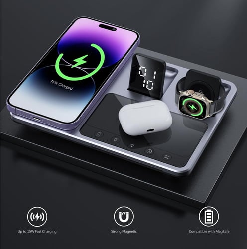 أفضل شاحن لاسلكي من موج ماكس للمنزل والمكتب 4 في 1...