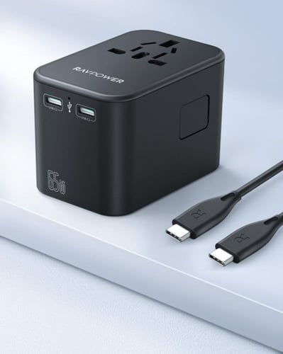 فيش سفر راف باور 65 واط بمداخل متعددة و منفذين USB...