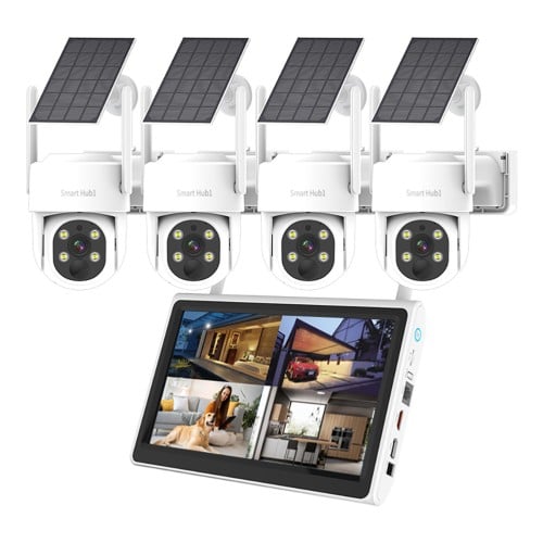نظام كاميرات مراقبة بالطاقة الشمسية متحركة 4 كامير...