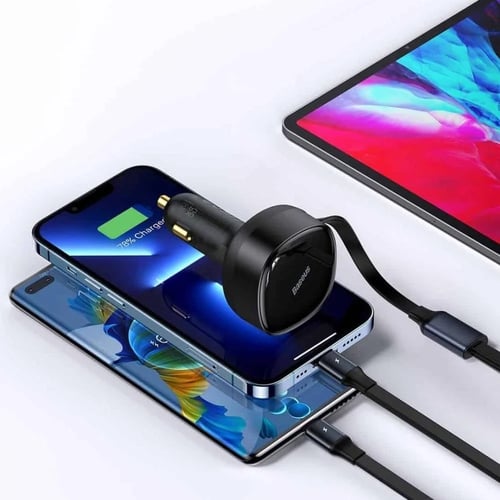 شاحن سيارة Enjoyment قابل للسحب 2 في 1 - بيسوس - C...