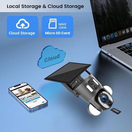 كاميرا مراقبة خارجية بالطاقة الشمسية 4K تعمل بالوا...