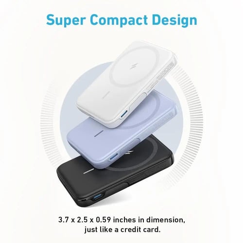 باور بانك انكر ماج سيف أبيض بسعة 5000mAh مع ستاند...