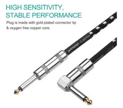 كابل بمقبس مستقيم للجيتار الكهربائي