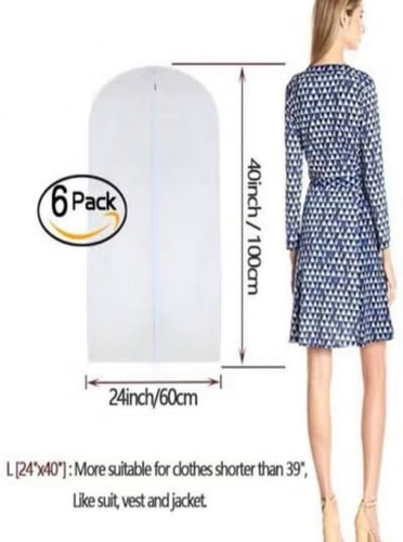 حقيبة ملابس بسحاب كامل أبيض