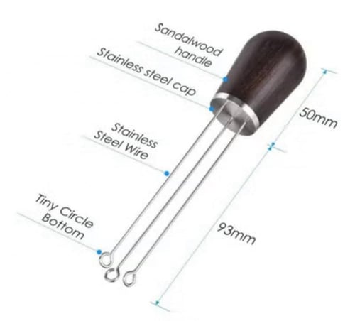 مكبس قهوة بتصميم إبرة مزود بمقبض خشبي فضي/ بني داك...