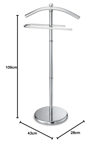 حامل معدني مطلي بالكروم مع شماعة مزدوجة