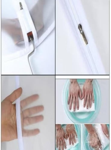 حقيبة ملابس بسحاب كامل أبيض