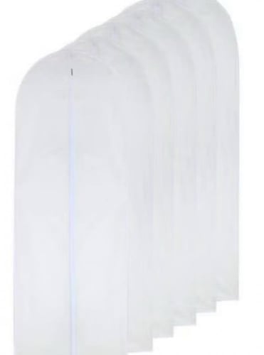 حقيبة ملابس بسحاب كامل أبيض