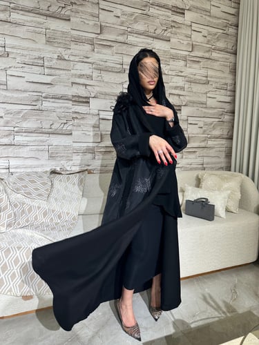 عباية دبل فيس اسود ولمعه