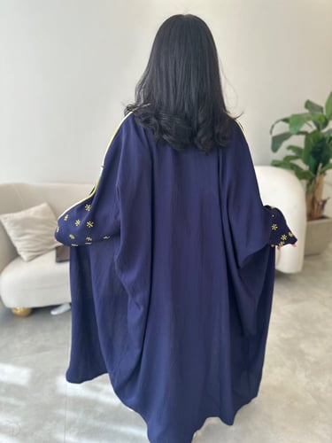 عباية ورد اصفر كحلي