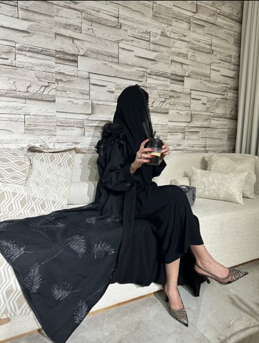 عباية دبل فيس اسود ولمعه