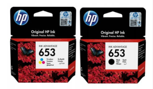 حبر HP 653 أصلي (أسود وملون) لـ طابعات HP DeskJet...