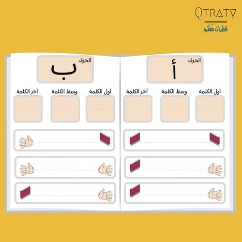 مفكرة مواضع الحرف للحروف العربية (تشمل جميع الحروف...