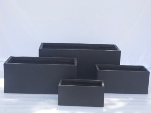 حوض زرع مستطيل أسود - خفيف الوزن ومتعدد الأحجام