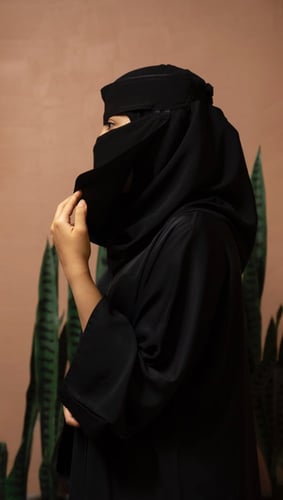 نقاب قصير مبطن بالحرير الطبيعي