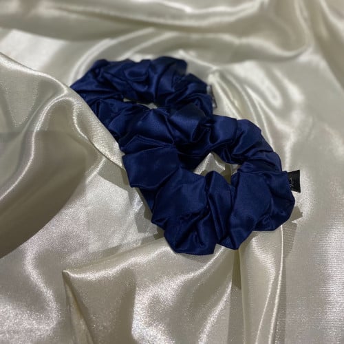 ربطة شعر حرير طبيعي 100٪ لون كحلي