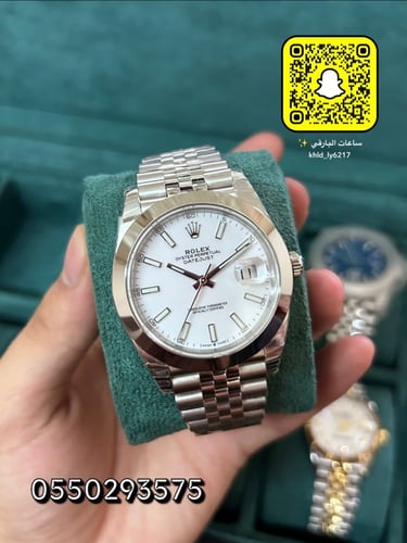 ساعة رولكس ديت جست أبيض كوبي سويس