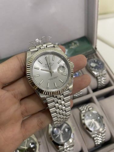ساعة رولكس ديت جست رمادي فاتح كوبي سويس