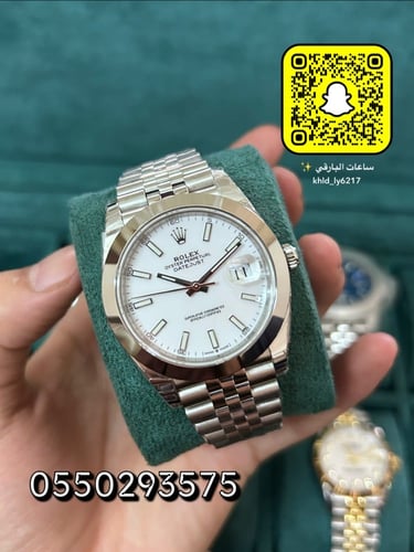 ساعة رولكس ديت جست أبيض كوبي سويس