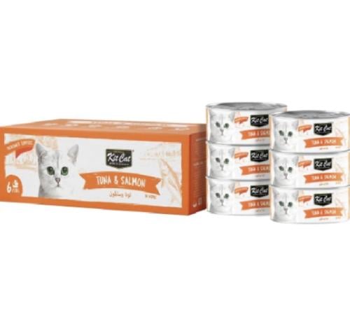 كت كات علب متعددة تونا منزوع العظم مع السالمون 6×5...