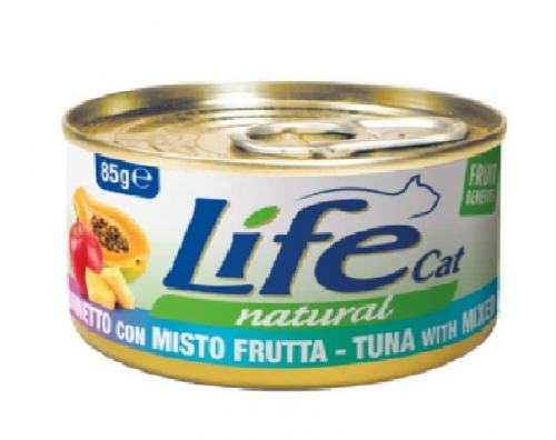 لايف كات اكل قطط رطب ( تونة مع فواكة مشكلة ) 85جم