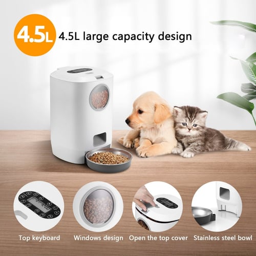 موزع طعام ذكي للحيوانات الأليفة مزود بمؤقت ومسجل ص...