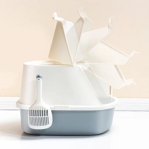 صندوق فضلات مغلق مع المجرفة للقطط