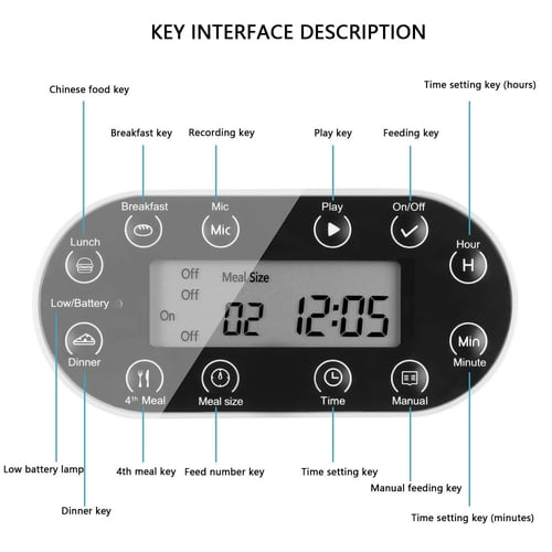 موزع طعام ذكي للحيوانات الأليفة مزود بمؤقت ومسجل ص...
