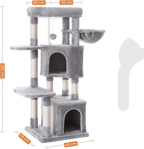 فينديريا بيت و خداشة للقطط حجم كبير لون رمادي بطول...