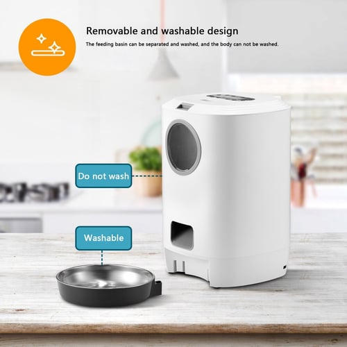 موزع طعام ذكي للحيوانات الأليفة مزود بمؤقت ومسجل ص...