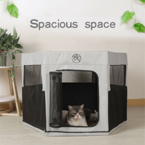 قفص كبير- L للحيوانات الأليفة سداسي الشكل على شكل...