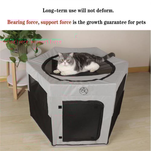 قفص كبير- L للحيوانات الأليفة سداسي الشكل على شكل...