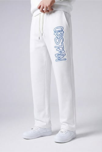 بنطال رياضي رجالي أسود بطباعة جانبية