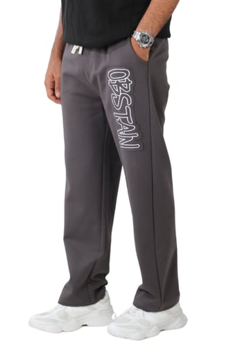 بنطال رياضي رجالي أسود بطباعة جانبية