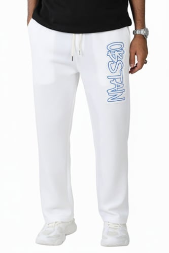 بنطال رياضي رجالي أسود بطباعة جانبية