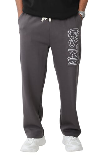 بنطال رياضي رجالي أسود بطباعة جانبية