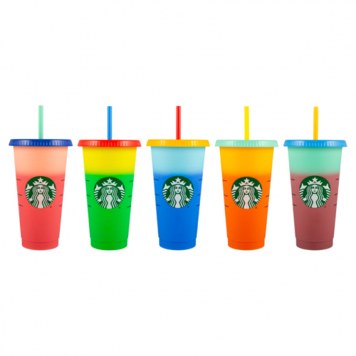 مجموعة أكواب بلاستيك متغيرة الألوان من ستار بكس