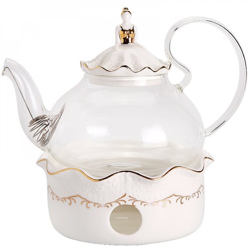 إبريق شاي زجاجي مع قاعدة Golden Ballet