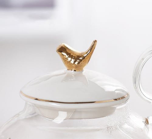 إبريق شاي زجاجي مع قاعدة Golden Bird