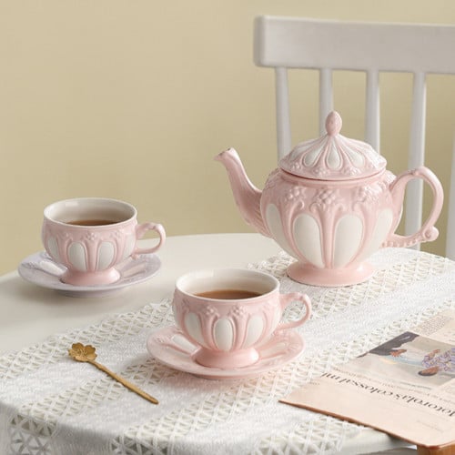 طقم أكواب وإبريق شاي إنجليزي Royal Pink