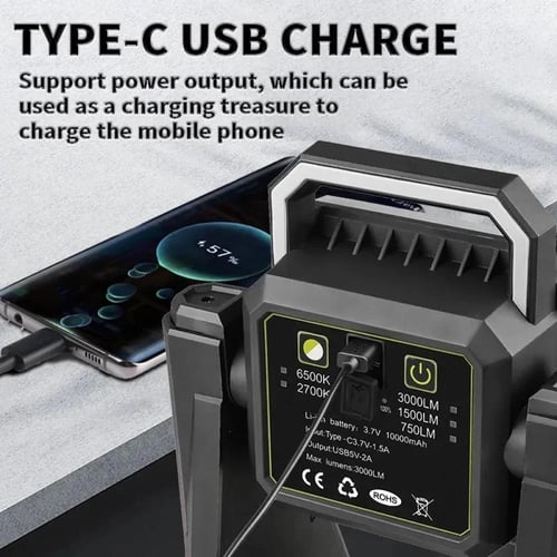 كشاف ليد لونين بقاعدة يعمل ببطارية قابلة للشحن