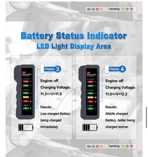 جهاز فحص واخبار متسوى البطارية والدينمو
